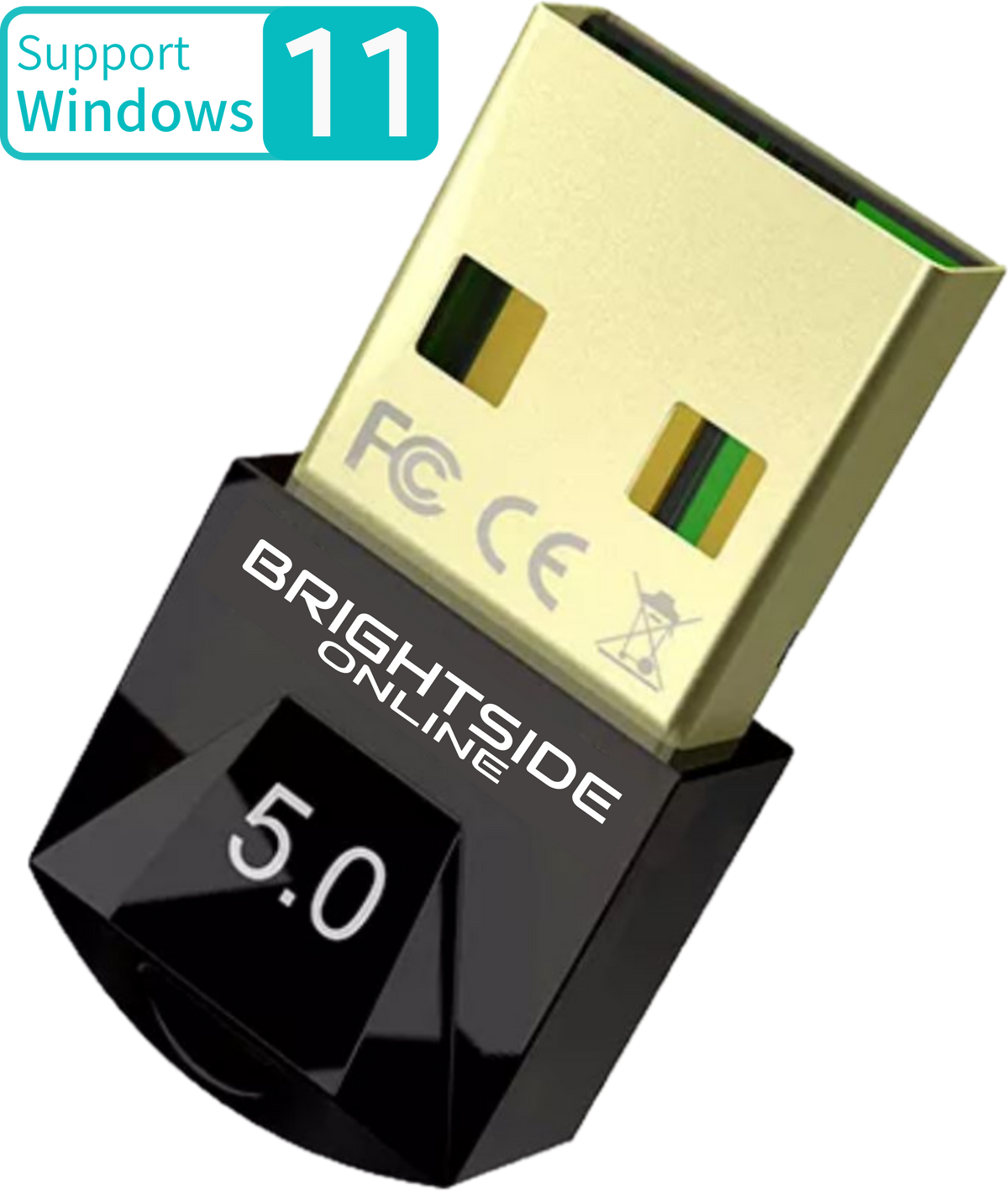 Brightside Bluetooth 5.0 adapter voor PC - Bluetooth receiver - Windows 11/10/8/8.1/7/XP