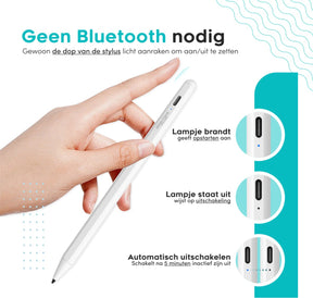 Brightside Active Stylus pen – Geschikt voor Tablets en Telefoons - Zonder Bluetooth - Geschikt Android / IOS - Wit