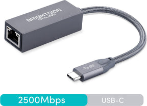 Brightside USB-C naar Ethernet adapter - 2.5Gbps (2500Mbps) - RJ45 - Windows/Mac